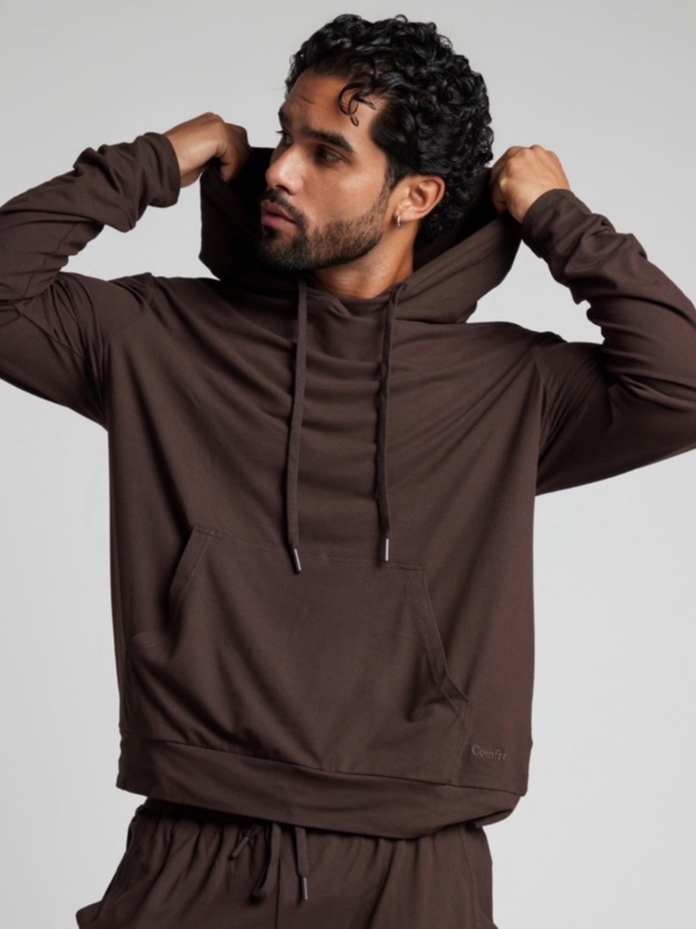 COMFRT all day jersey hoodie espresso brown Medium
